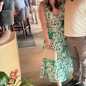 Petal & Pup Green and White Cutout Dress